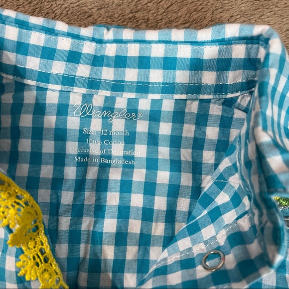 Wrangler Infant Girl Gingham Plaid Embroidered Top - Picture 3 of 3